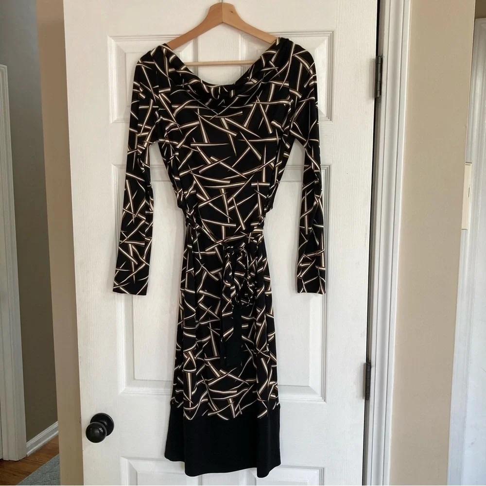 Diane Von Furstenberg Saniah Bis Grass Rain Silk Jersey Wrap Waist Dress, Sz 2